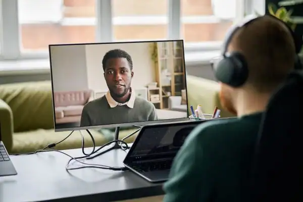 Man attending online mediation Camborne MIAMS session